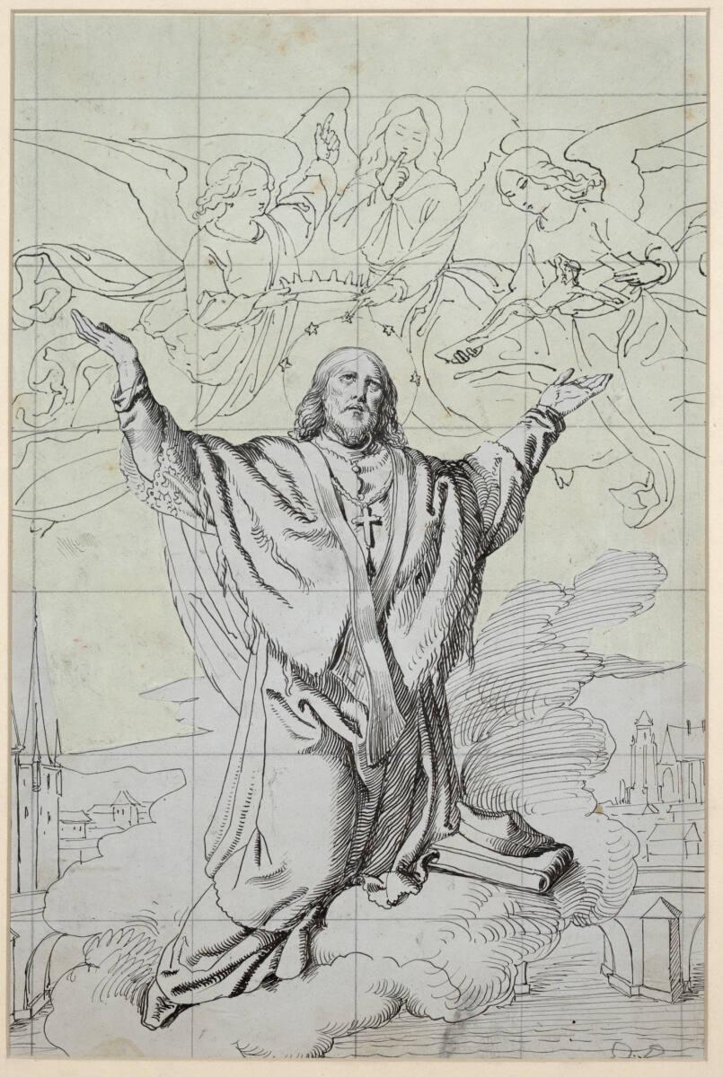 Eduard von Engerth, Hl. Johann Nepomuk, zum Himmel auffahrend, Inv. Nr.: 29075c