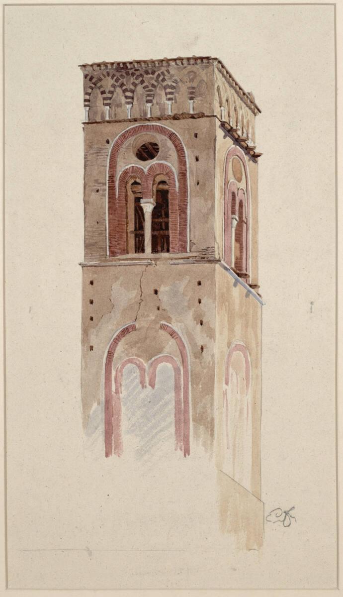 Eduard von Engerth, Der Campanile des Doms von Ravello an der italienischen Amalfiküste in Kamp…