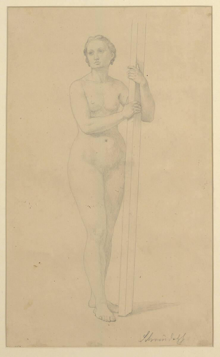Johann von Schraudolph, Aktstudie zur Figur der hl. Helena zum ehemaligen Fresko in der Helenen…