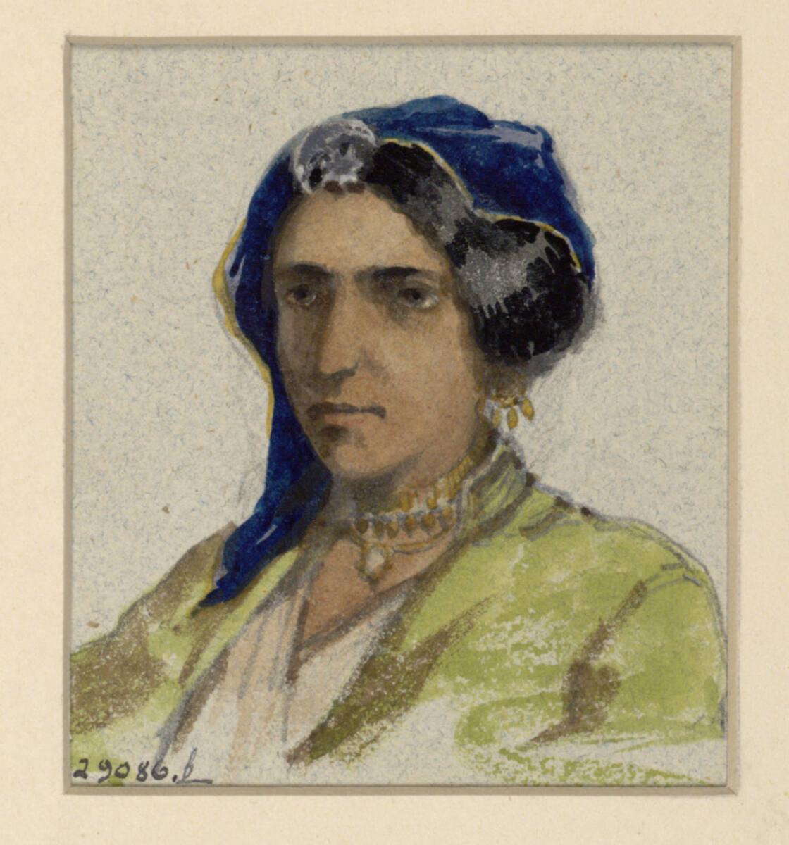 Alois Schönn, Kopf einer Orientalien in grünem Kleid, Inv. Nr.: 29086f