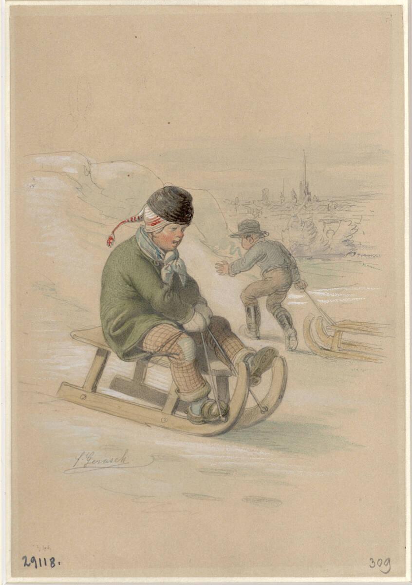 Franz Gerasch, Knabe mit Schlitten, Inv. Nr.: 29118