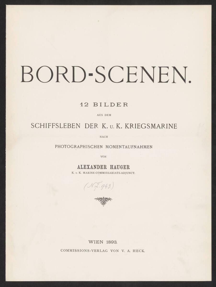 Titelblatt und Inhaltsverzeichnis (aus der Serie "Bord-Scenen - Bilder aus dem Schiffsleben der…
