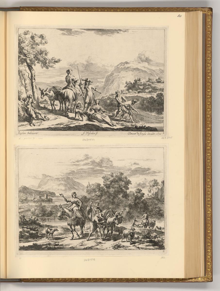 Jan de Visscher, Die Fischer; Mädchen auf einem Esel, Inv. Nr.: Holland nach Sektionen I/64, H/…