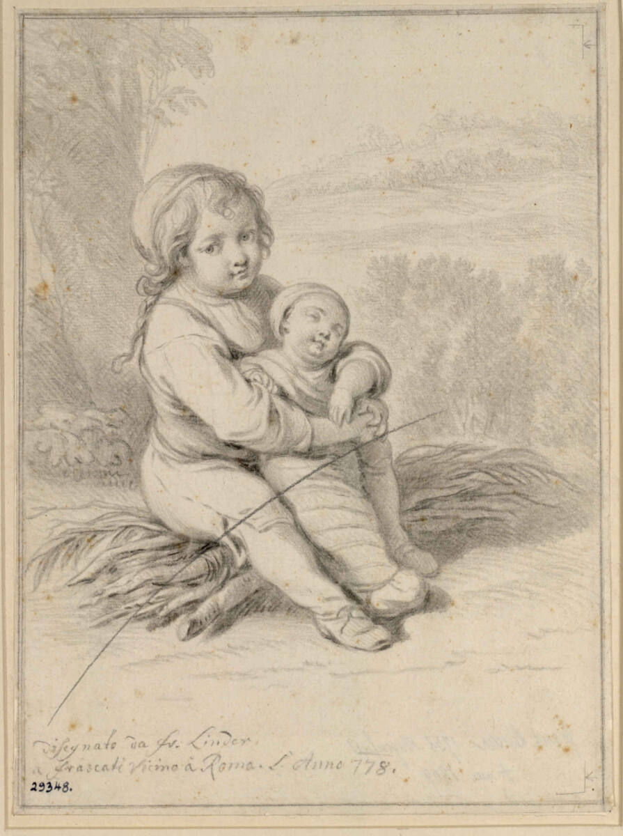 Mädchen mit kleinem Kind, Franz Linder, 1778?
