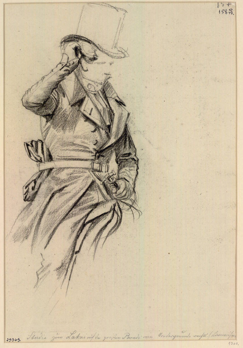 Studie zum Lakai auf dem Gemälde "Die große Parade auf dem Opernplatz zu Berlin" von 1839, Franz Krüger