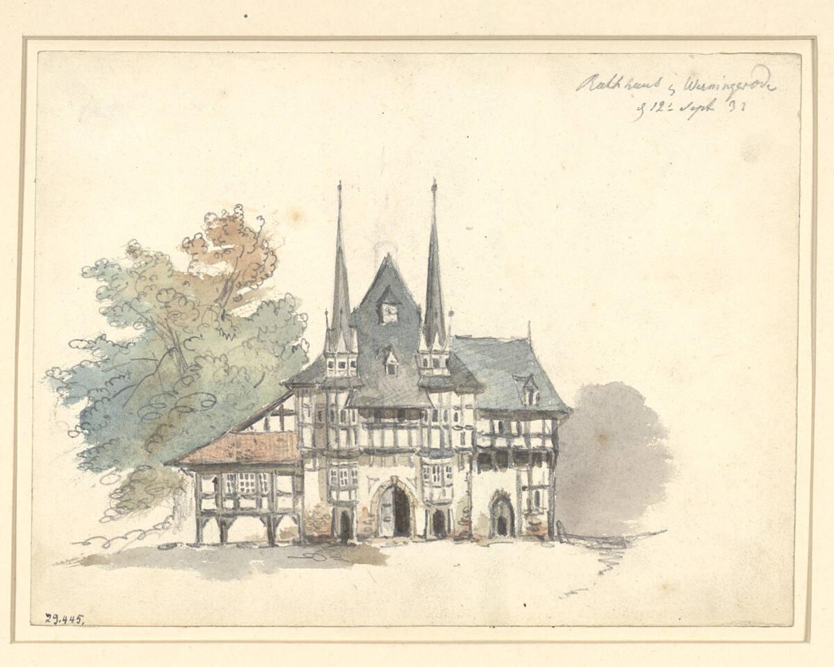 Carl Blechen, Das Rathaus in Wernigerode, Inv. Nr.: 29445r