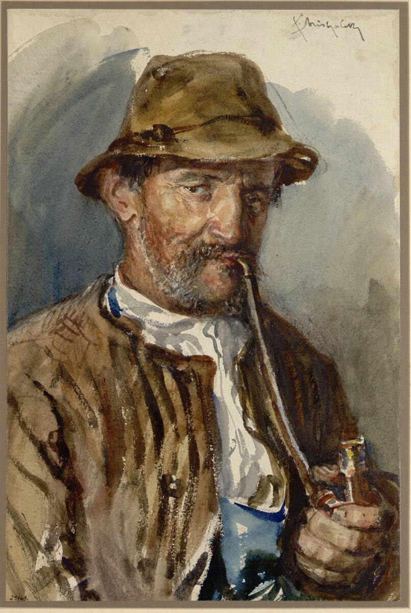 Älpler mit Pfeife, Ludwig Michalek