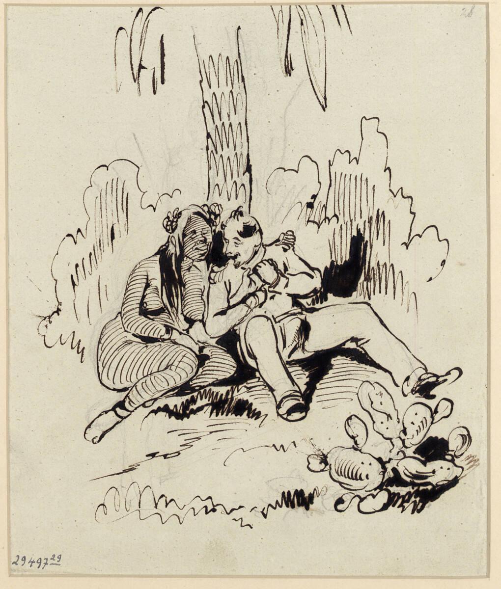 August Xaver Karl von Pettenkofen, Reiseabenteuer des Monsignore L. Brunner, Inv. Nr.: 29497/29