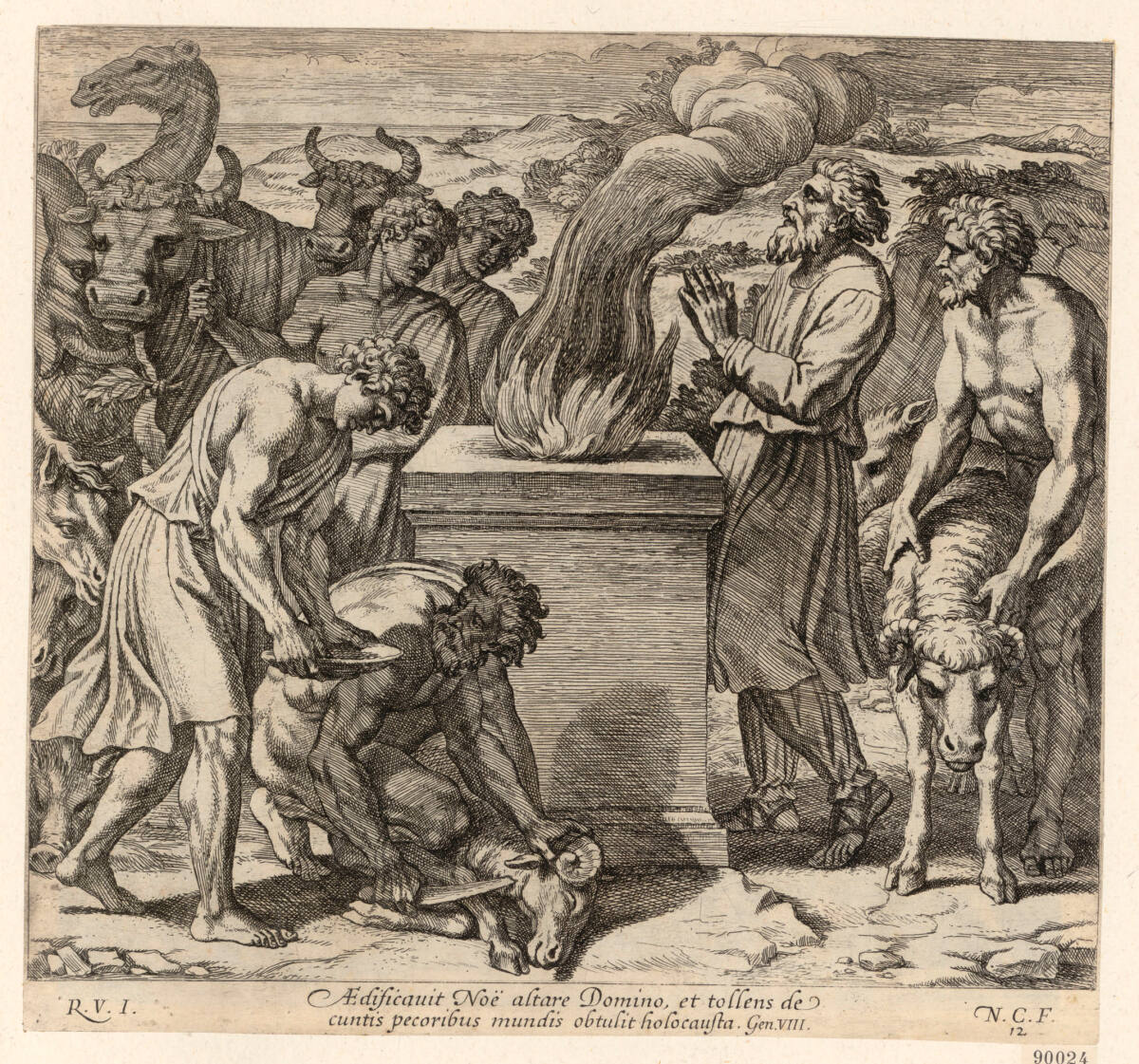 Noahs Opfer, Raphael, 1649