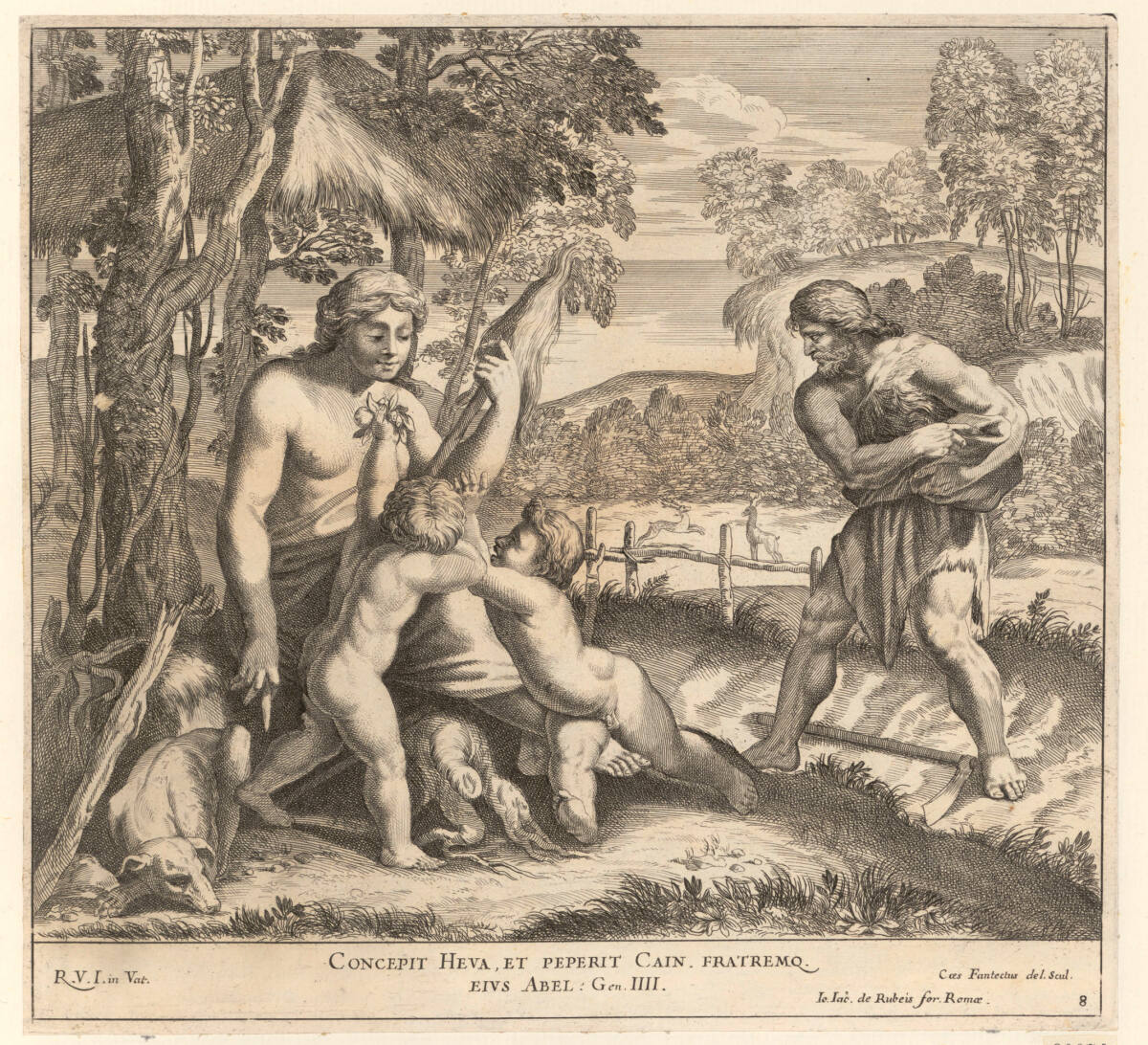 Adam und Eva mit Kain und Abel, CesareFantetti, 1675