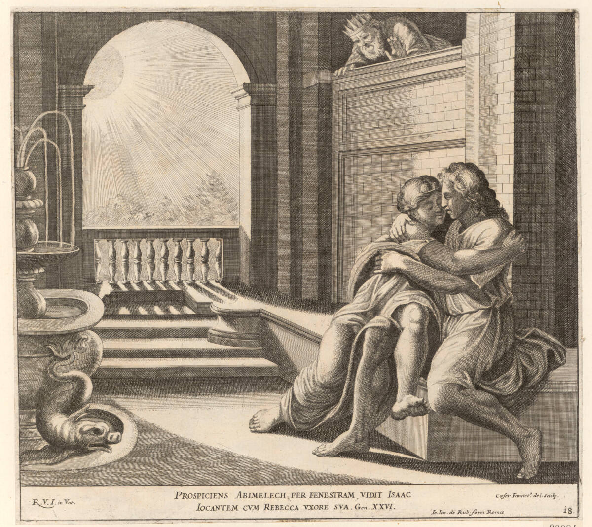 Isaak und Rebekka von Abimelech belasucht, CesareFantetti, 1675