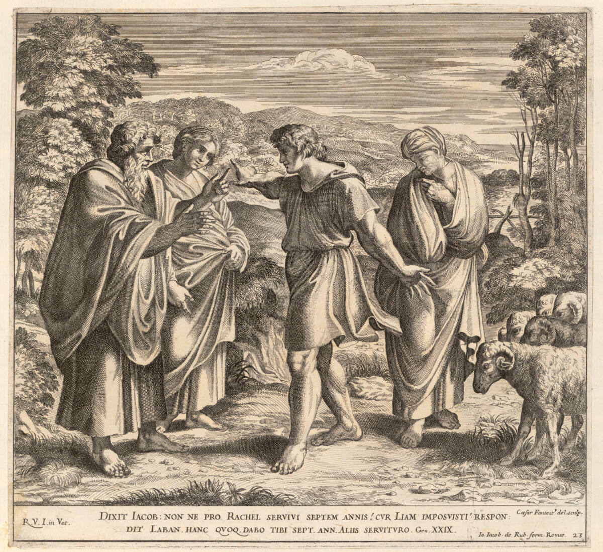Jakob wirbt um Rahel, CesareFantetti, 1675