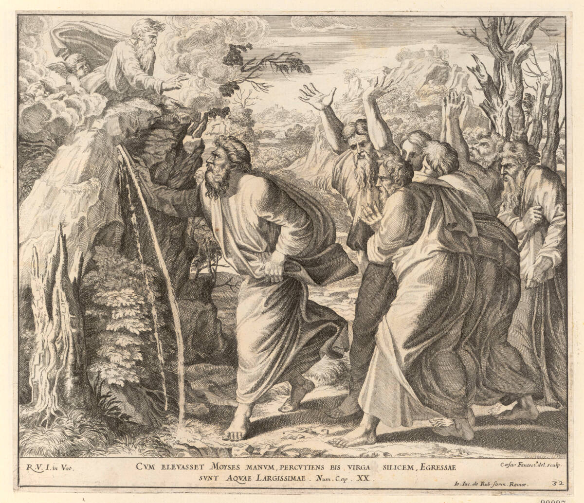 Moses schlägt Wasser aus dem Felsen, CesareFantetti, 1675