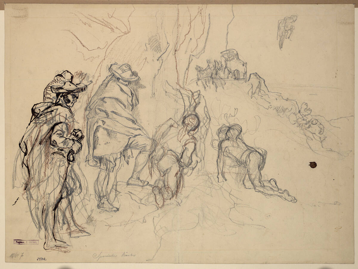 Spanische Räuber in Felsenlandschaft, Carl Goebel