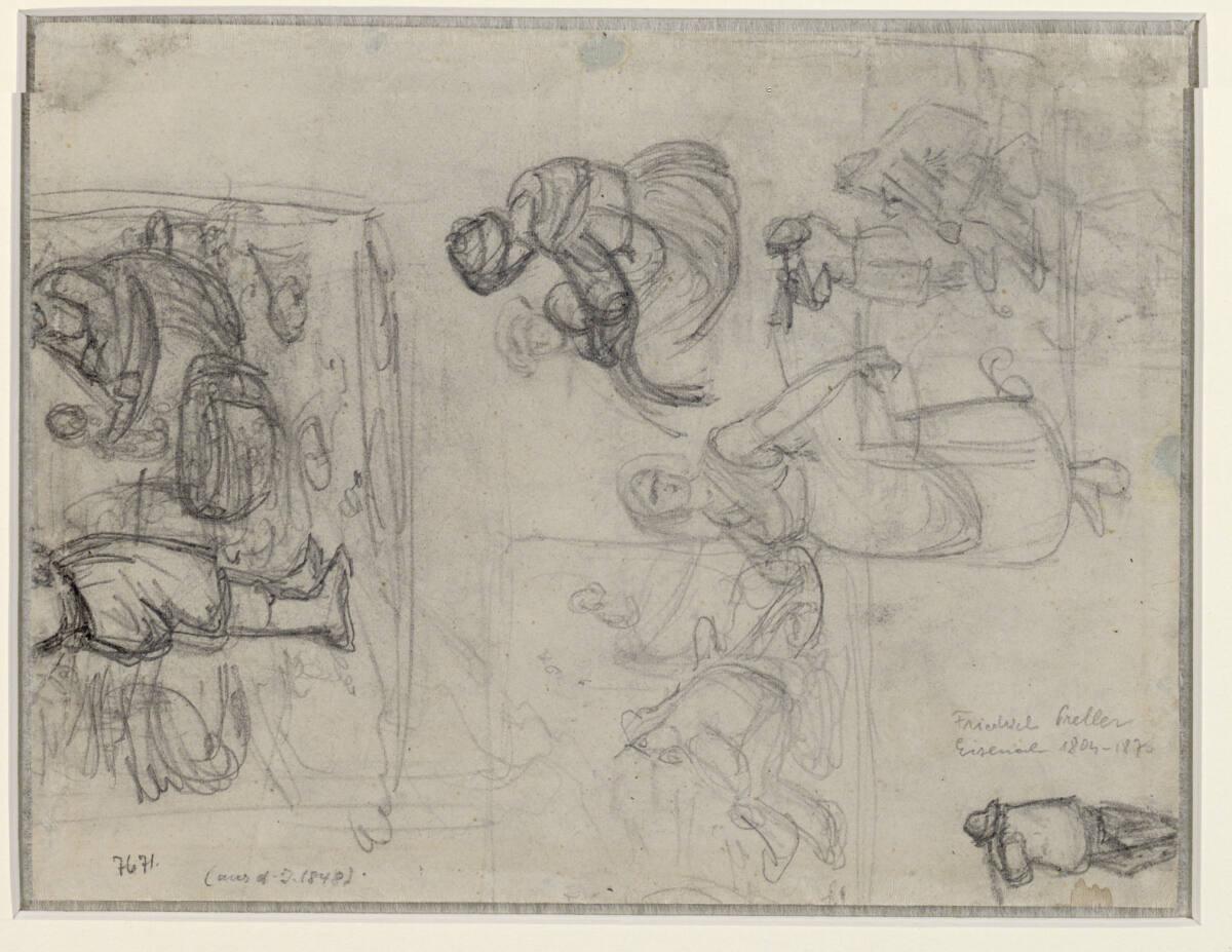 Ernst Christian Johann Friedrich Preller der Ältere, um 90° nach rechts gedreht: Figurenstudien…