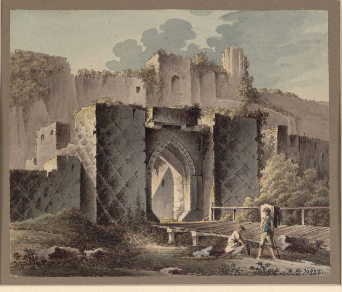 Die Ruine des Rasumofskypalais (Cah.) mit Brücke im Morgenlicht, ...vonBaur, 1822