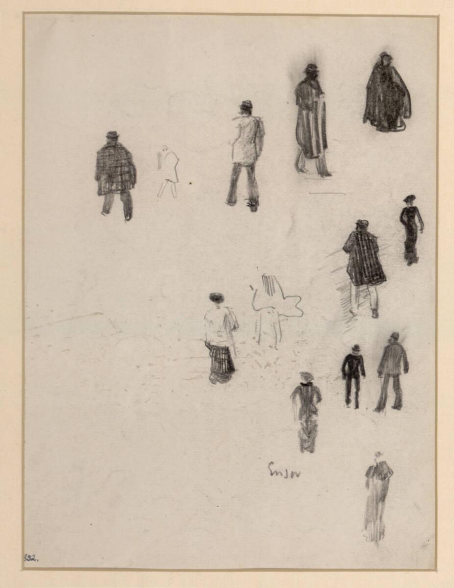 James Ensor, Skizzenblatt mit kleinen Figurenstudien, Inv. Nr.: 29852