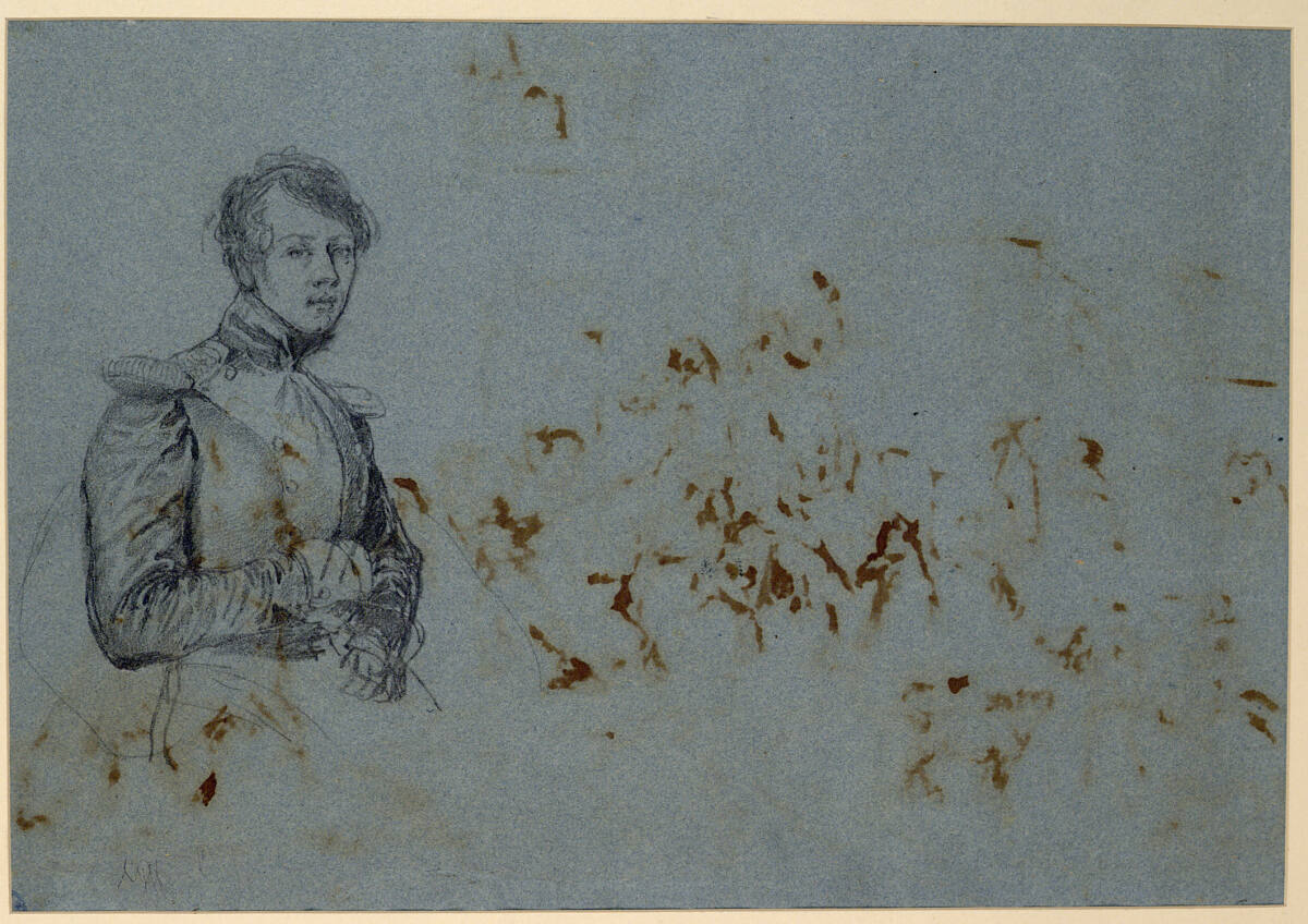 Porträt eines Offiziers mit verbundener rechter Hand, Heinrich Bürkel, 19th century