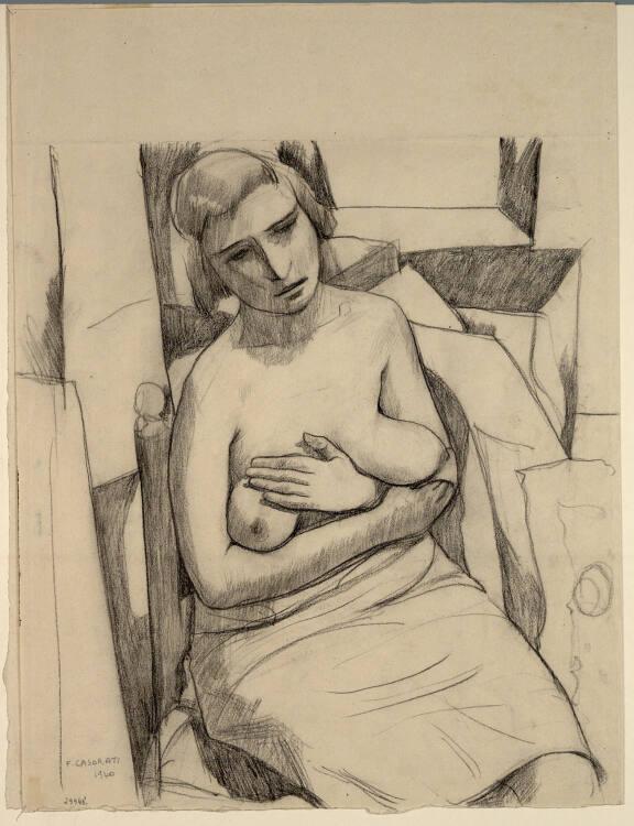 Felice Casorati, Sitzender weiblicher Halbakt, Inv. Nr.: 29948r