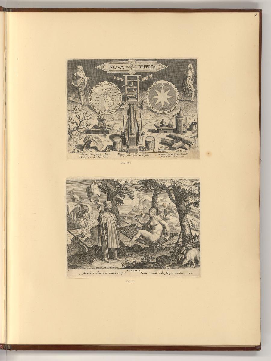 Jean Stradanus ou van der Straet Vol II., Titelblatt, Nova Reperta, Entdeckung Amerikas, Inv. N…
