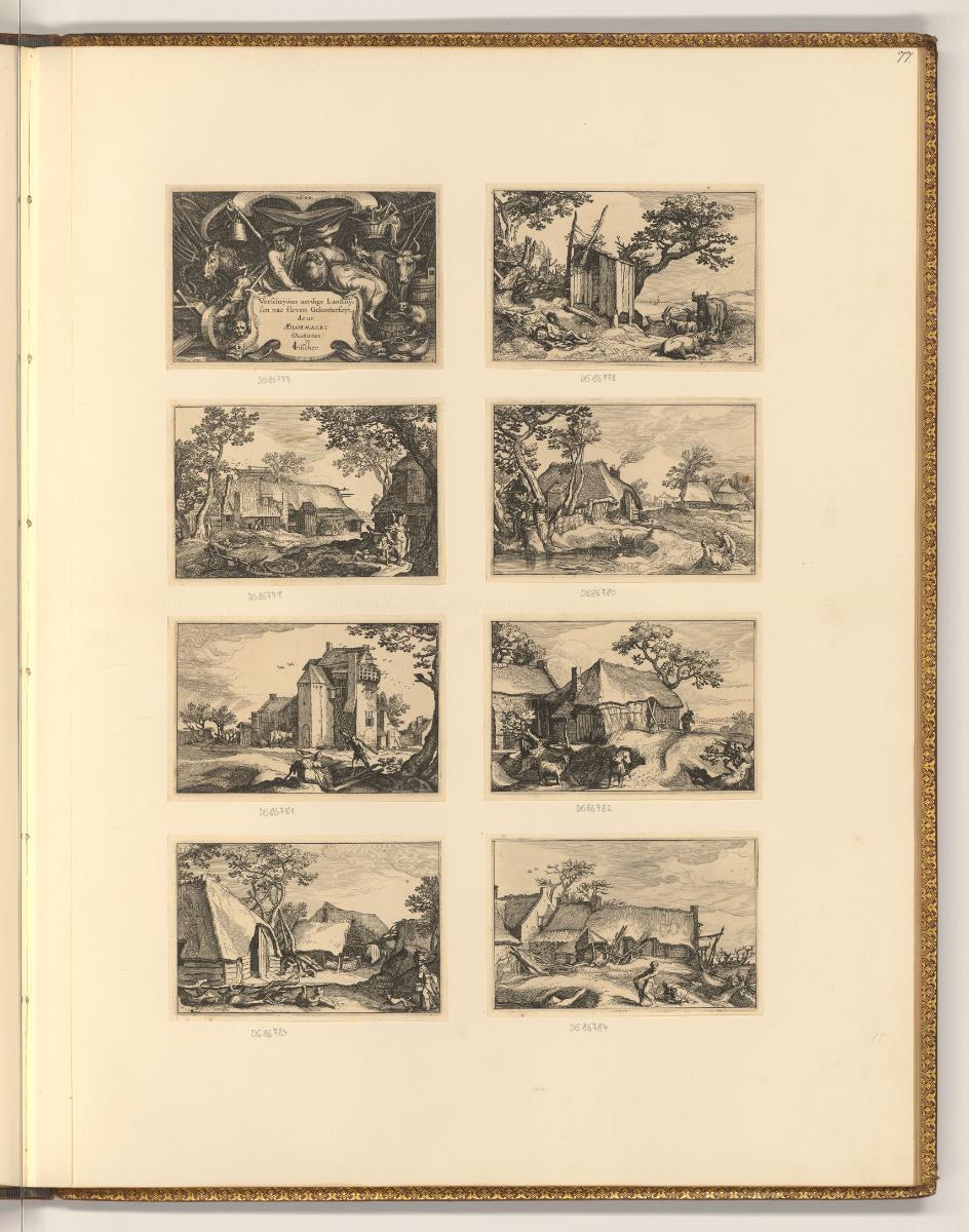 Abraham Bloemaert, Titelblatt, Landschaften mit Bauernhäusern, Inv. Nr.: Holland nach Sektionen…