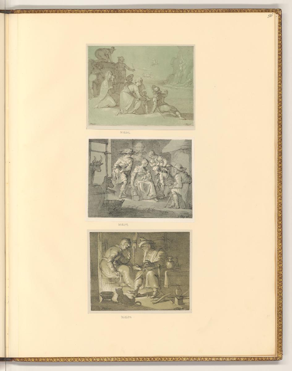 Abraham Bloemaert, Ariadne auf Naxos; Anbetung der Hirten; Interieur mit Bauer und Bäuerin, Inv…