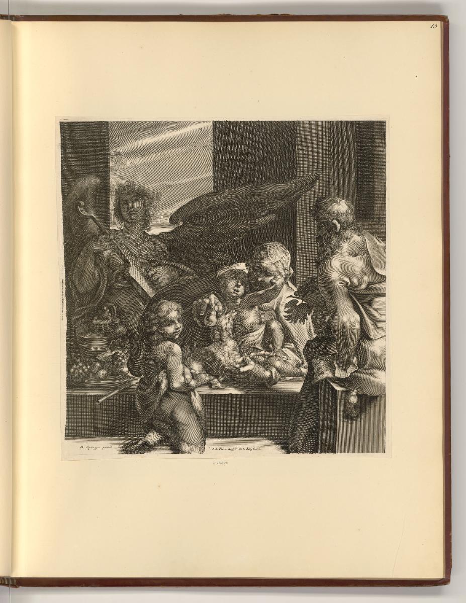 Barthelemi Spranger. Charles van Mander., Heilige Familie mit Johannesknaben, Lamm und einem En…