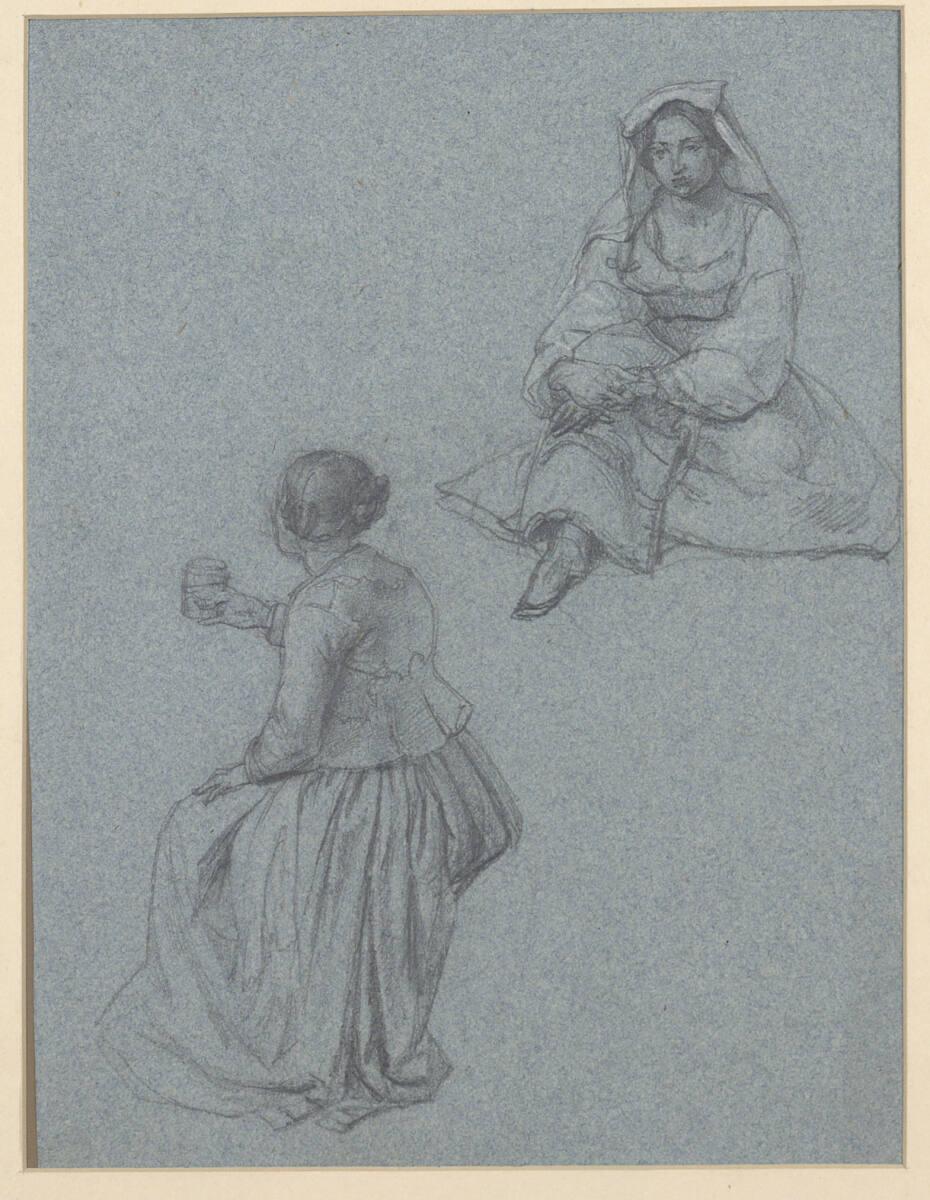 Ludwig Heinrich Wittich, Studien zweier Italienerinnen: sitzende Frau mit Becher von links hint…