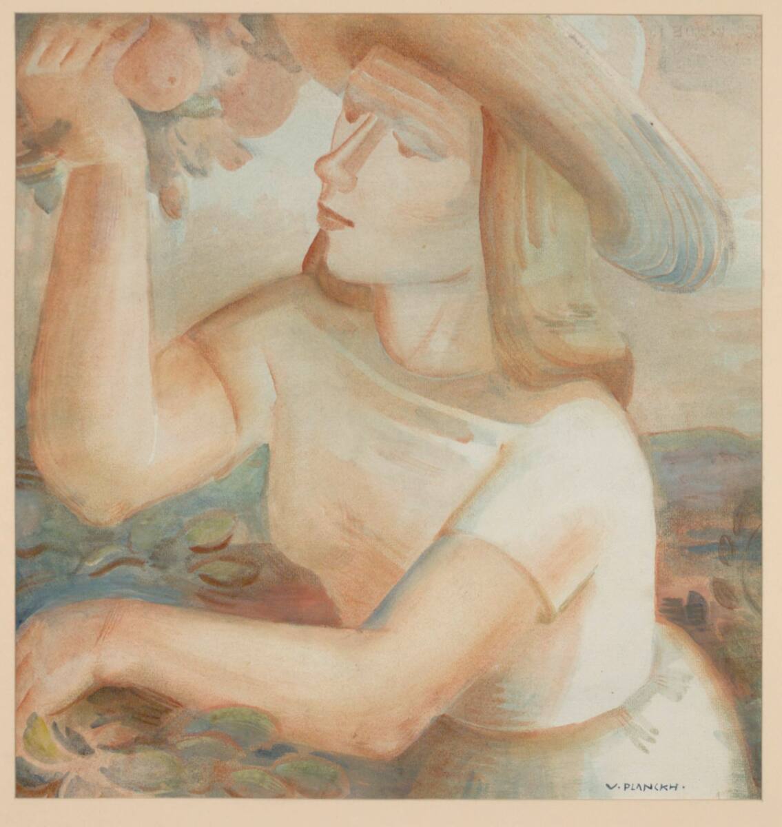 Spätsommer. Mädchen mit Früchten, Viktor Planckh