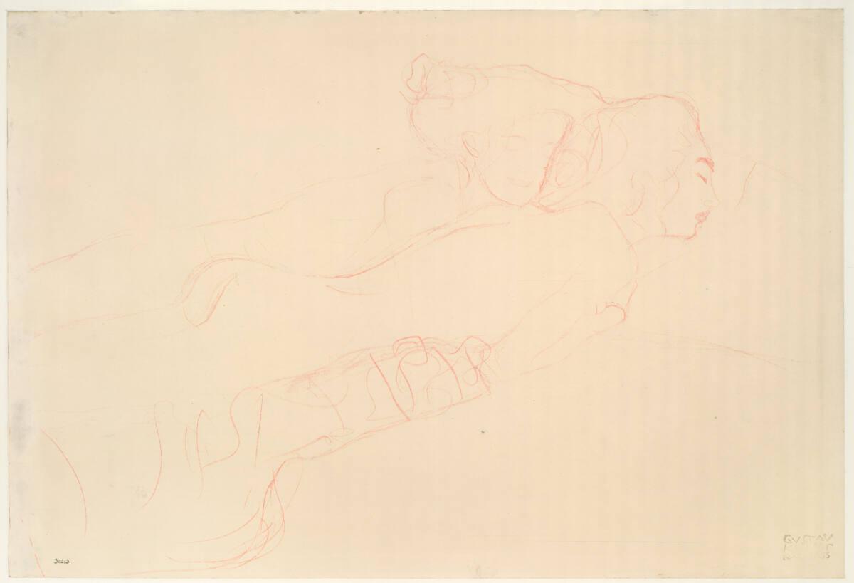 Gustav Klimt, Liegende Akte (Studie für „Wasserschlangen II“, 2. Zustand), Inv. Nr.: 30213