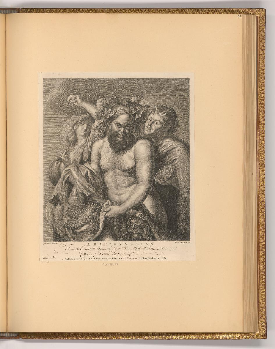 Pierre Paul Rubens Vol. X. par différents graveurs du XVIII. Siècle, Bacchus, mit Weinlaub gekr…