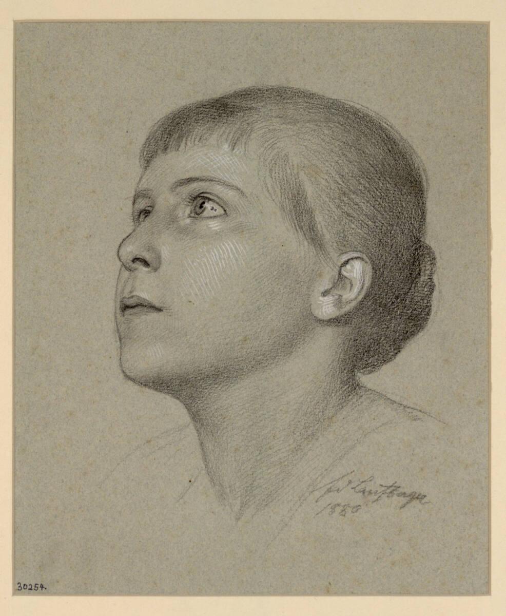 Ferdinand Laufberger, Aufwärtsblickender Mädchenkopf, Inv. Nr.: 30254