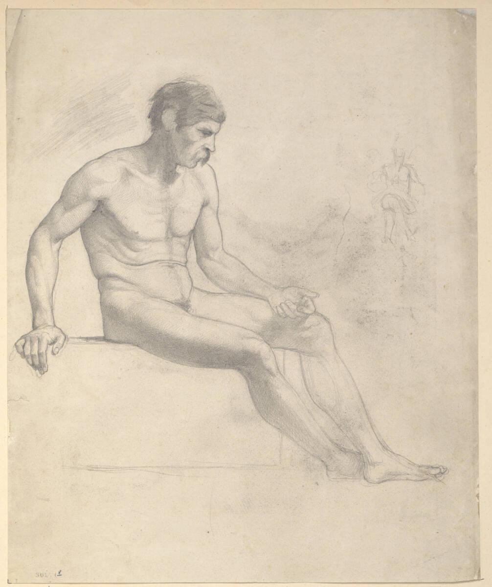 Rudolf Weyr, Sitzender männlicher Akt nach rechts, Inv. Nr.: 30271/8