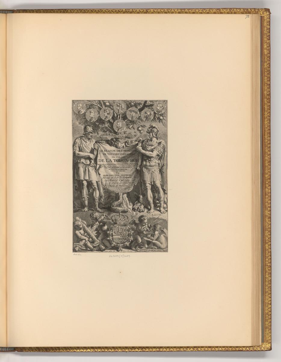 Jean van Hoecke. Erasme Quellinus., Titelblatt, Wappen der Ritter des Ordens vom Goldenen Vlies…