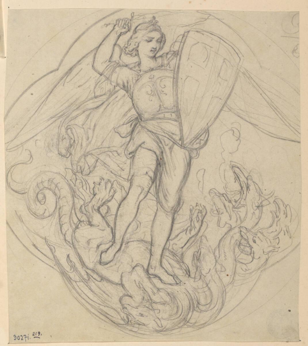Rudolf Weyr, Engel in Rüstung gegen Untiere kämpfend, Inv. Nr.: 30271/219