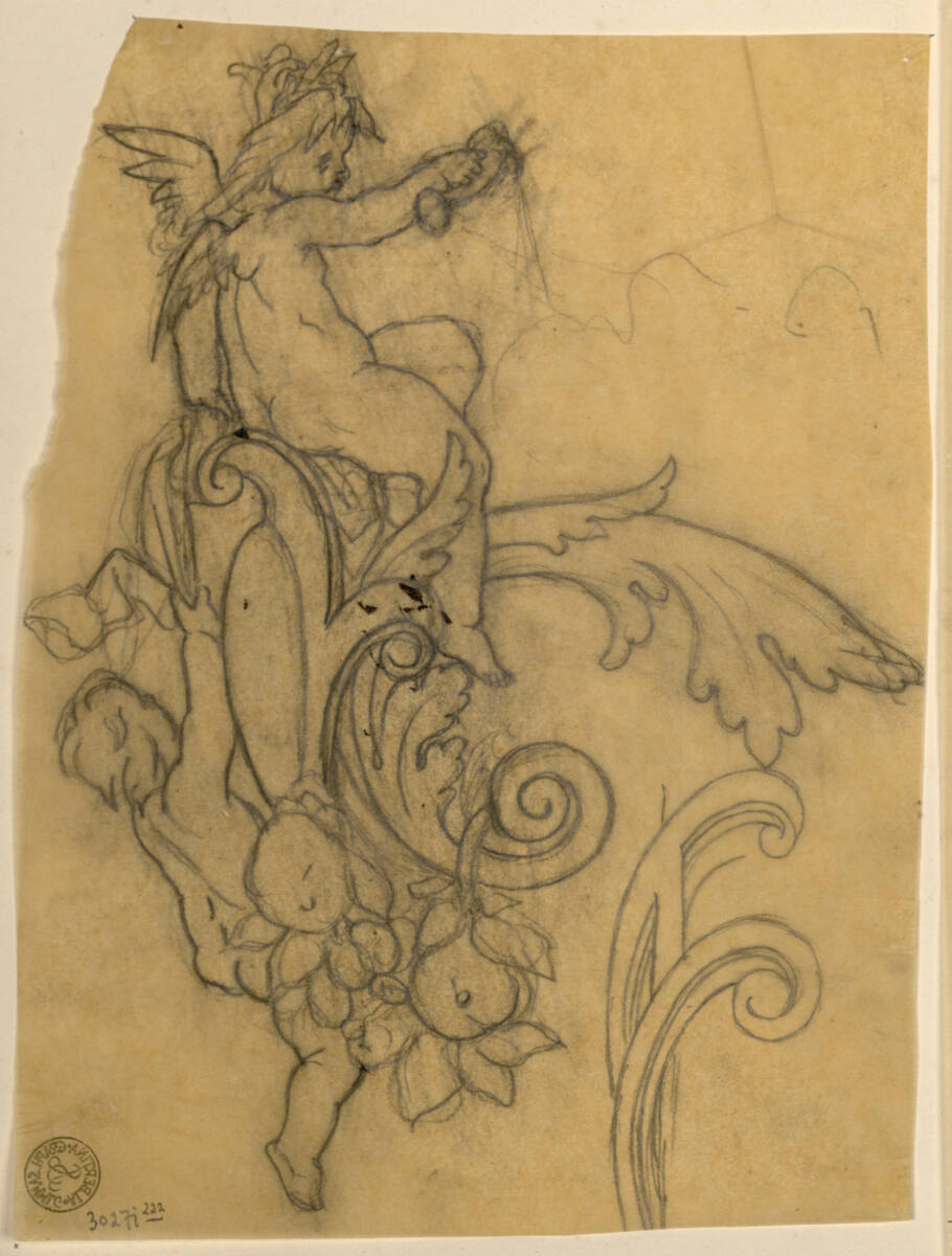 Dekorationsentwurf mit zwei Putti, Rudolf Weyr