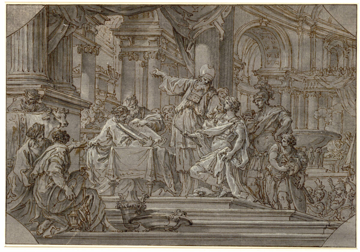 Alexander opfert im Tempel von Jerusalem, Sebastiano Conca