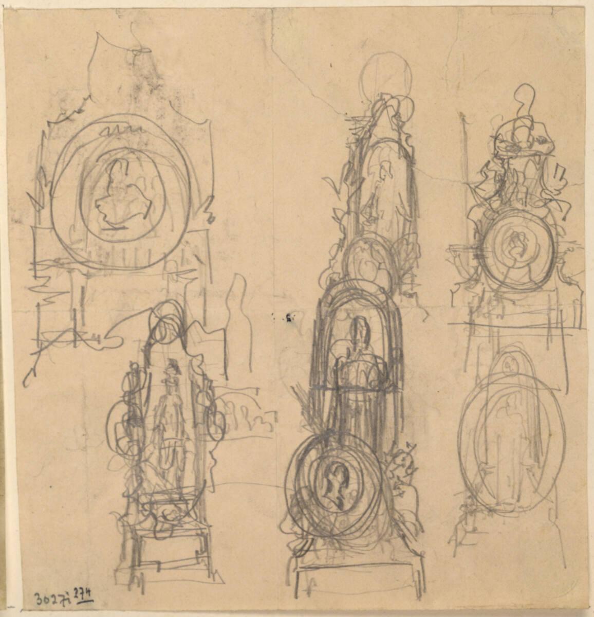 Rudolf Weyr, Architekturstudien, Inv. Nr.: 30271/274