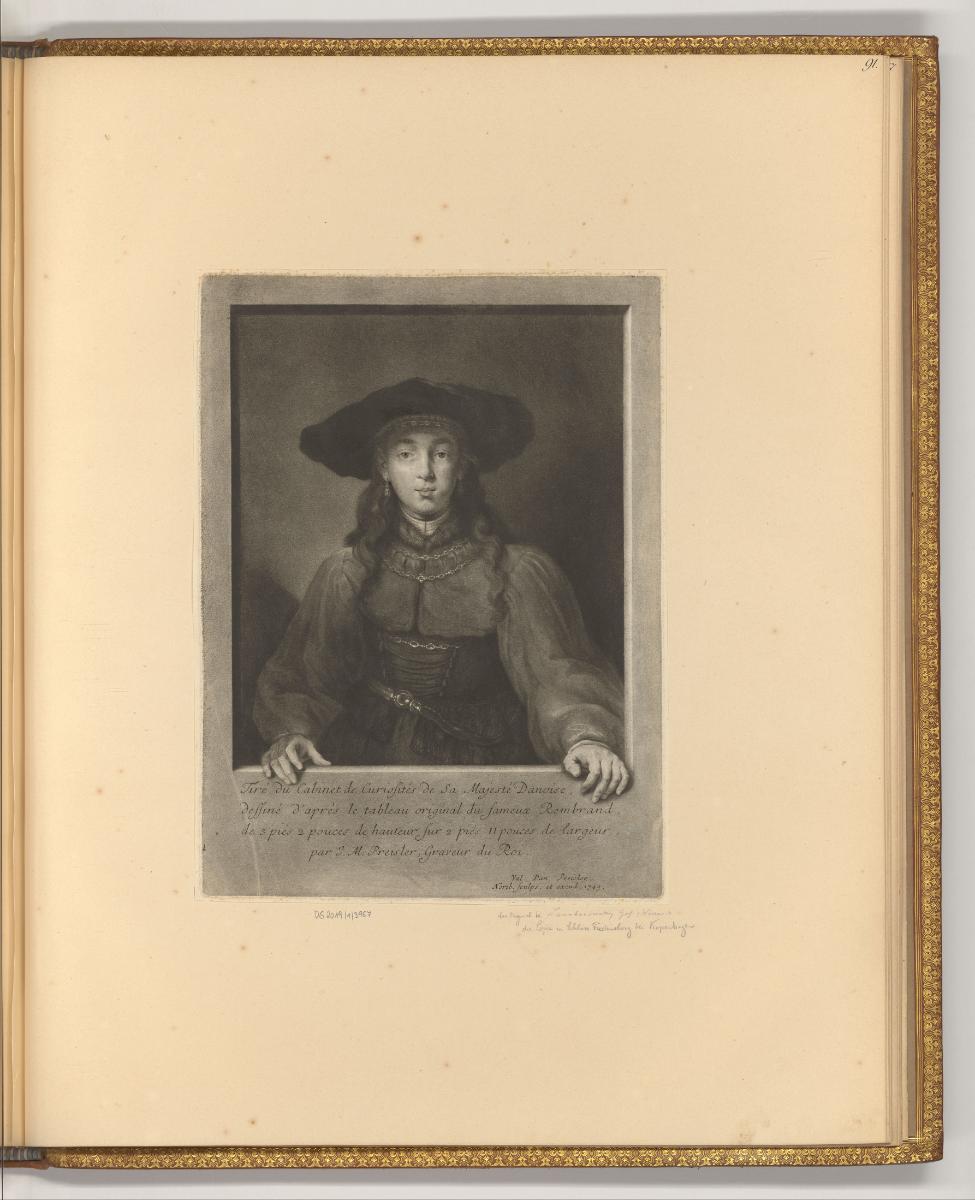Rembrandt Piéces gravées en manière noire. Vol. III., Junges Mädchen in bäuerlicher Tracht mit …