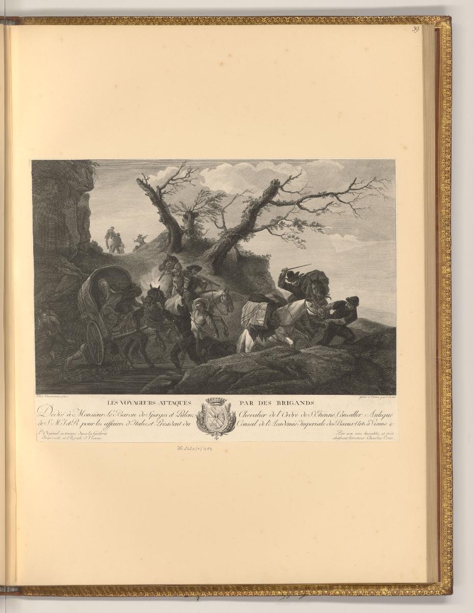 Philippe Wouwermans Vol. I., Überfall auf eine Kutsche, Inv. Nr.: Holland nach Sektionen II/57,…