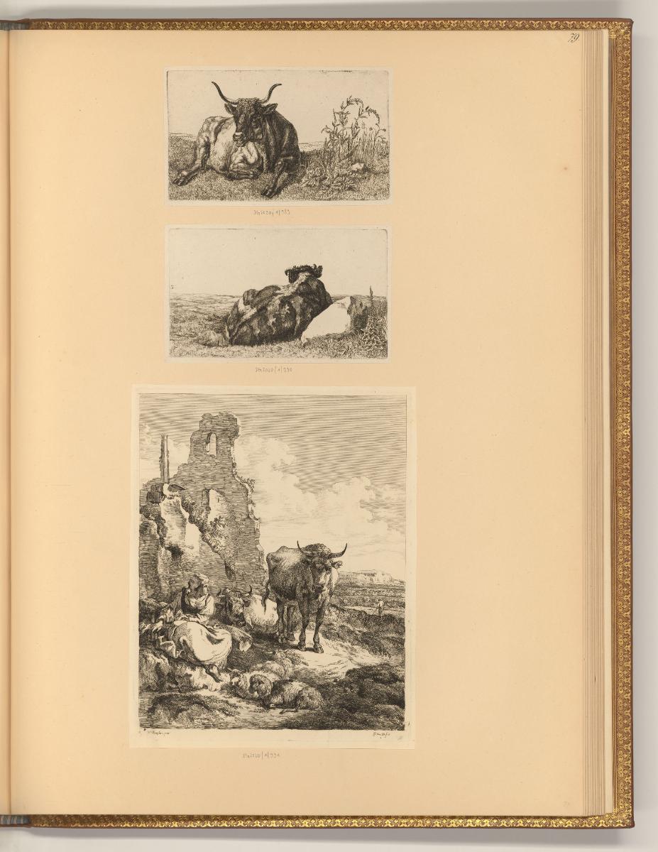 Nicolas Berghem Vol. I, Rastende Rinder; Hirtin mit Herde, Inv. Nr.: Holland nach Sektionen II/…