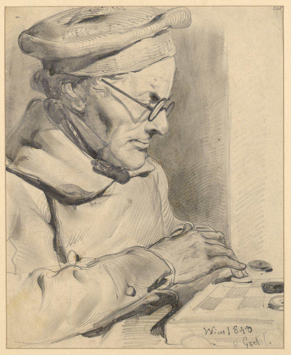 Klieber beim Damespiel, Carl Goebel, 1843