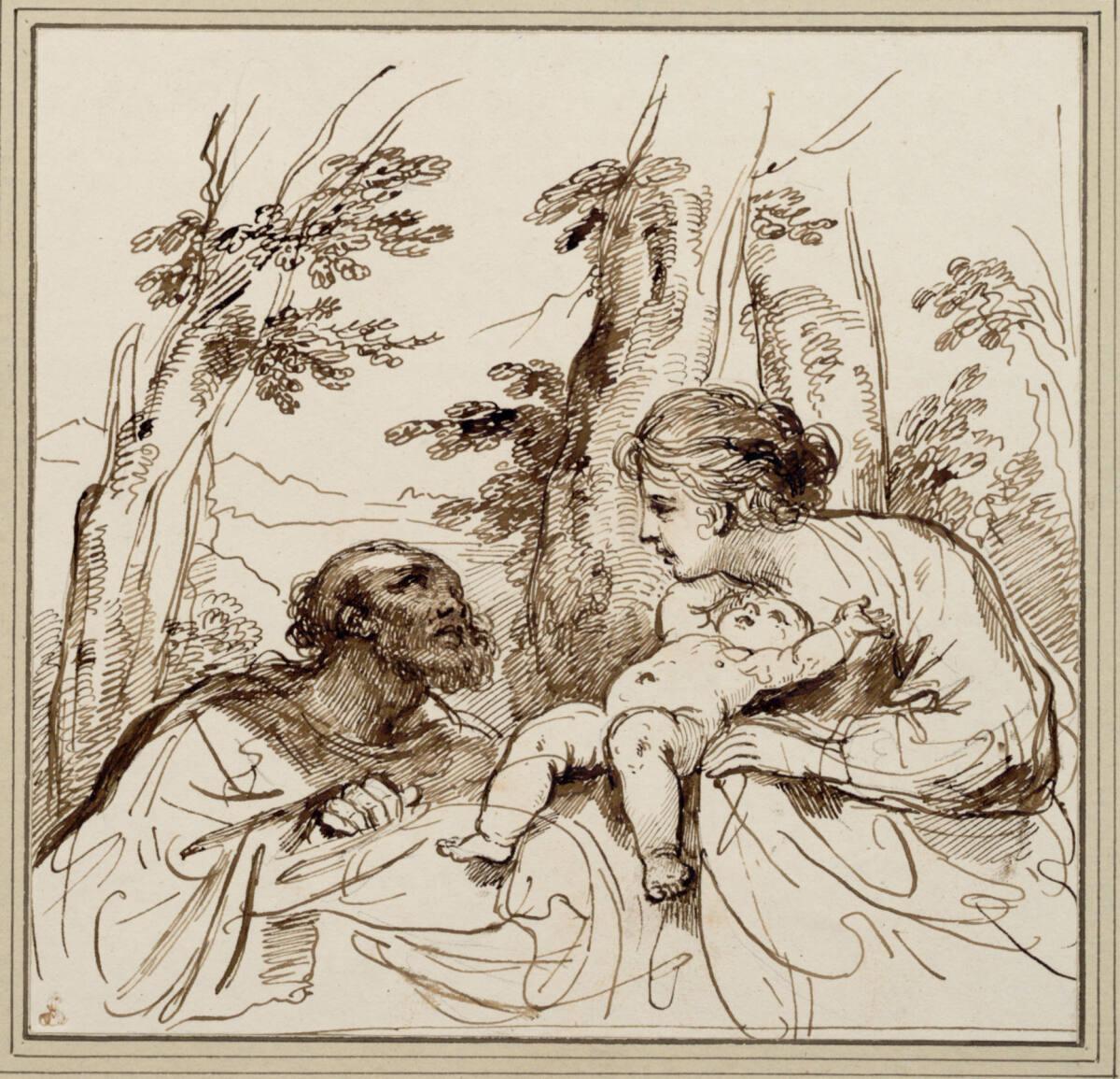 Francesco Bartolozzi, Heilige Familie in einer Waldlandschaft, Inv. Nr.: 1372