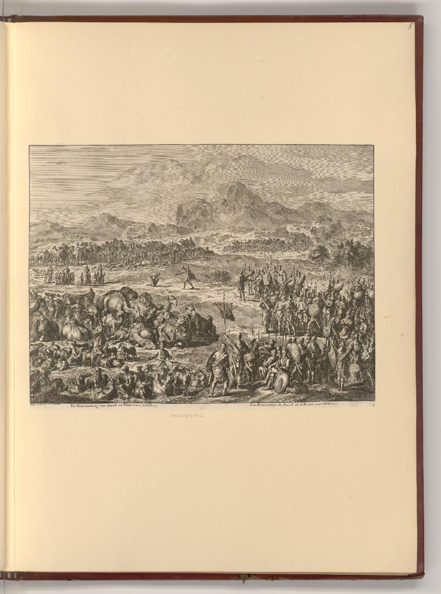 Jean Luyken, Versöhnung zwischen Jakob und Esau, Inv. Nr.: Holland nach Sektionen II/69, H/II/6…