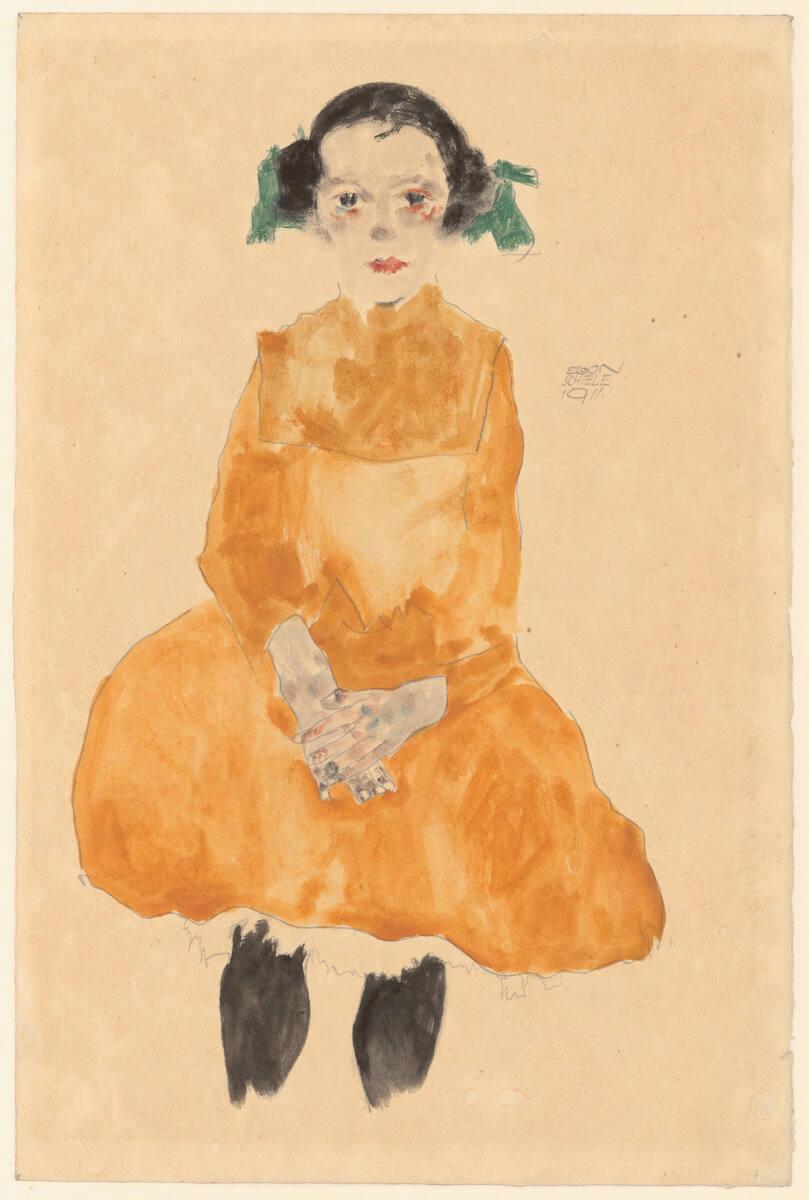 Egon Schiele, Mädchen im ockergelben Kleid, Inv. Nr.: 30541