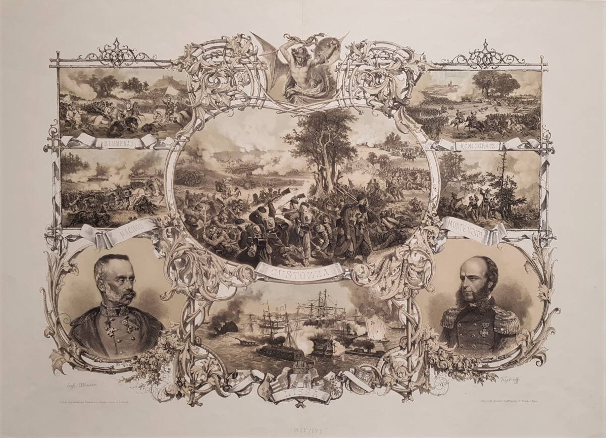Gedenkblatt an die Schlacht bei Custozza am 24. Juni 1866 zwischen Italien und Österreich, Franz Kollarz