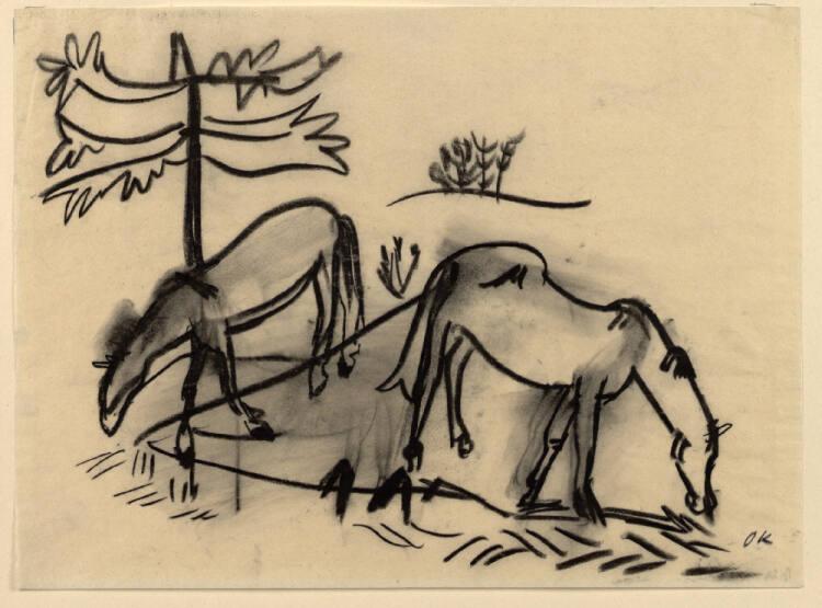 Oskar Kokoschka, Zwei Pferde an einem Bach bei Tre Croci, Inv. Nr.: 31008