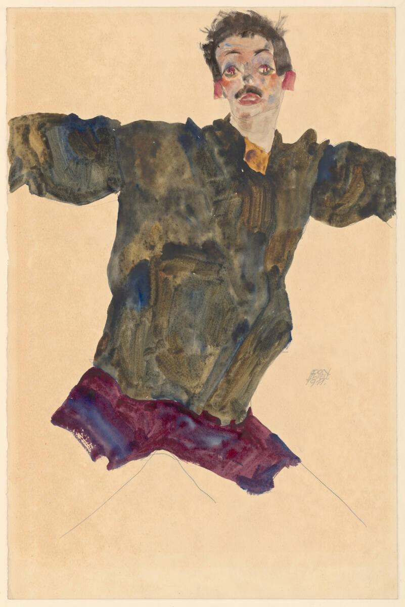 Egon Schiele, Selbstbildnis mit ausgebreiteten Armen, Inv. Nr.: 31156