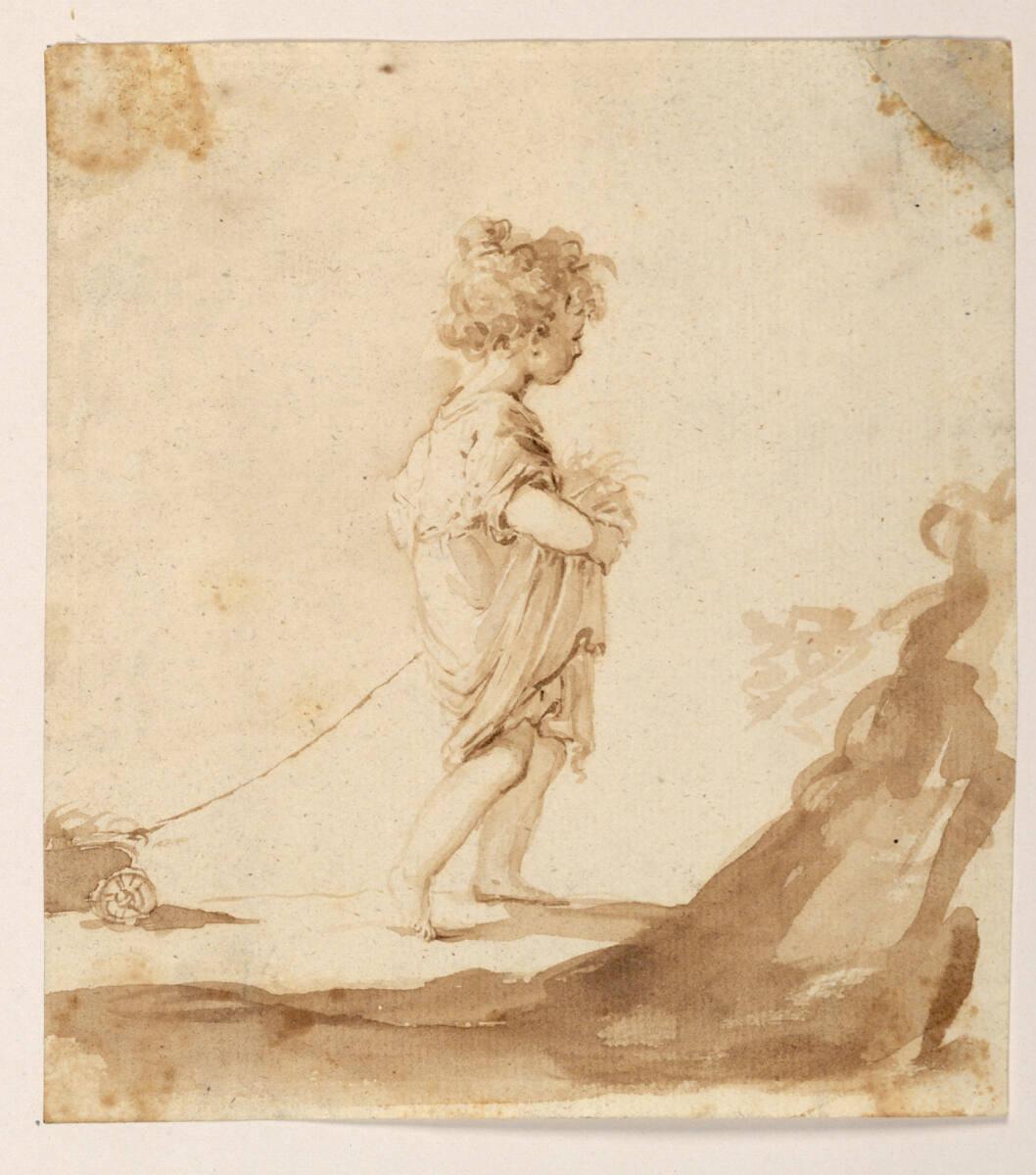 Franz  Gareis, Kleines Mädchen mit einem Wägelchen an der Schnur, Inv. Nr.: 31303