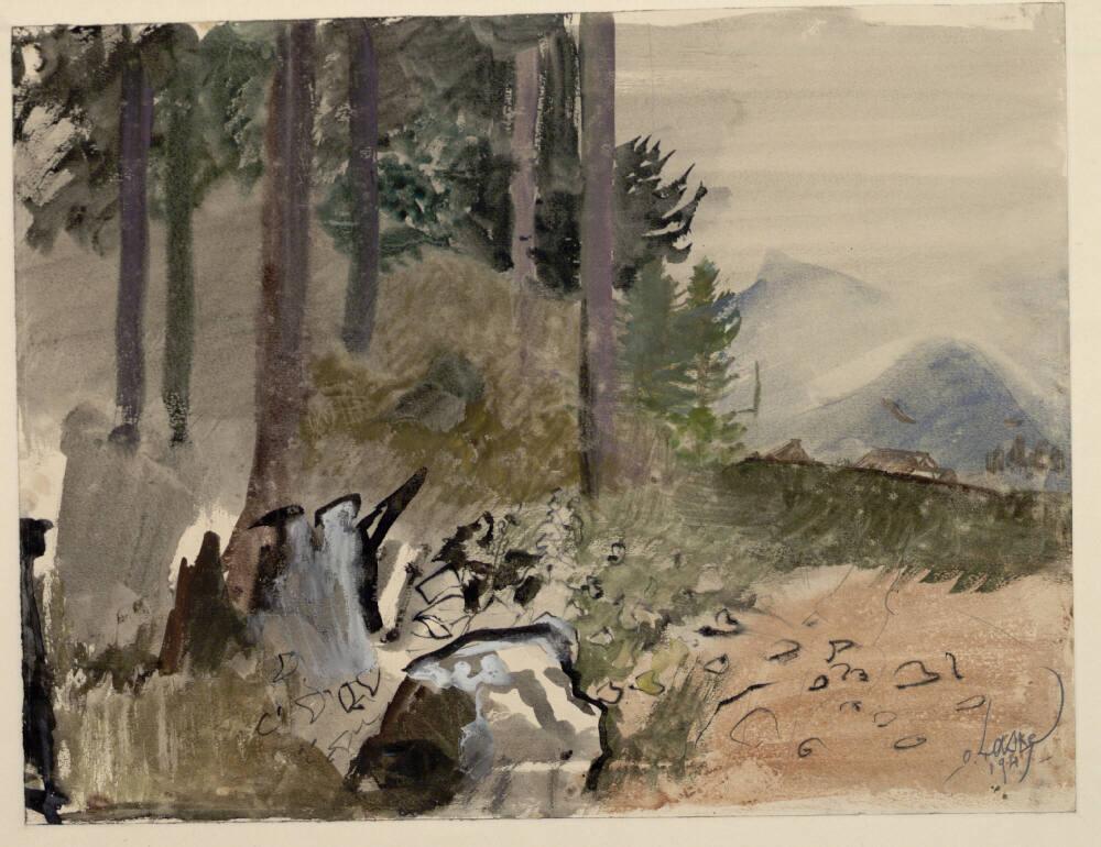 Oskar Laske, Felsiger Wald (Alt-Aussee), Inv. Nr.: 31350